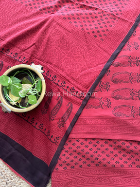 Maroon-Black Bagh Print Cotton Suit-BCS80