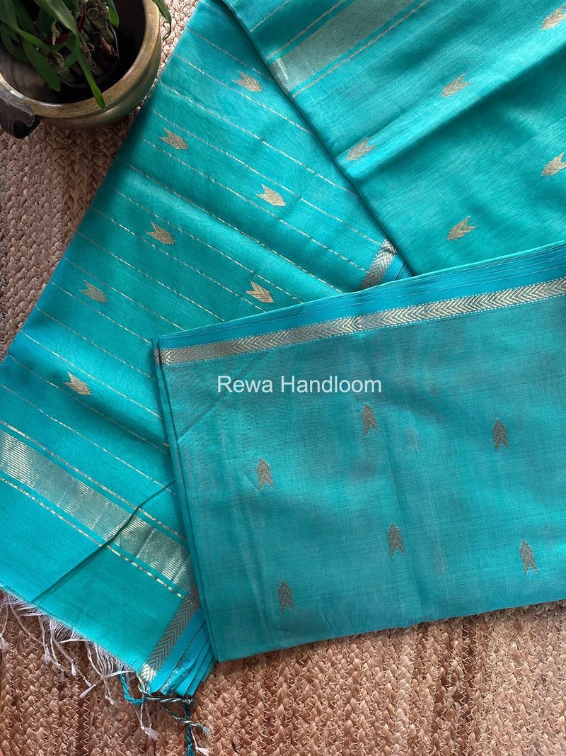 Aqua Green V Butti Maheshwari Saree VBS056