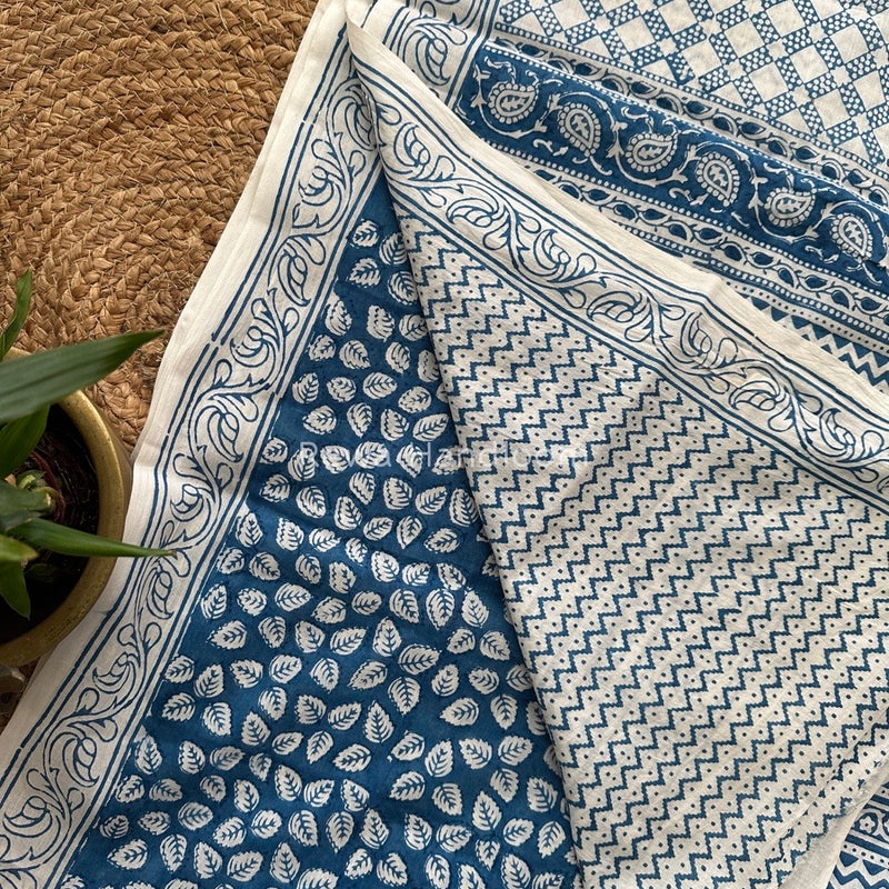 Sky Blue Indigo Cotton Saree IND018