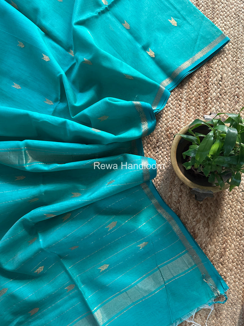 Aqua Green V Butti Maheshwari Saree VBS056