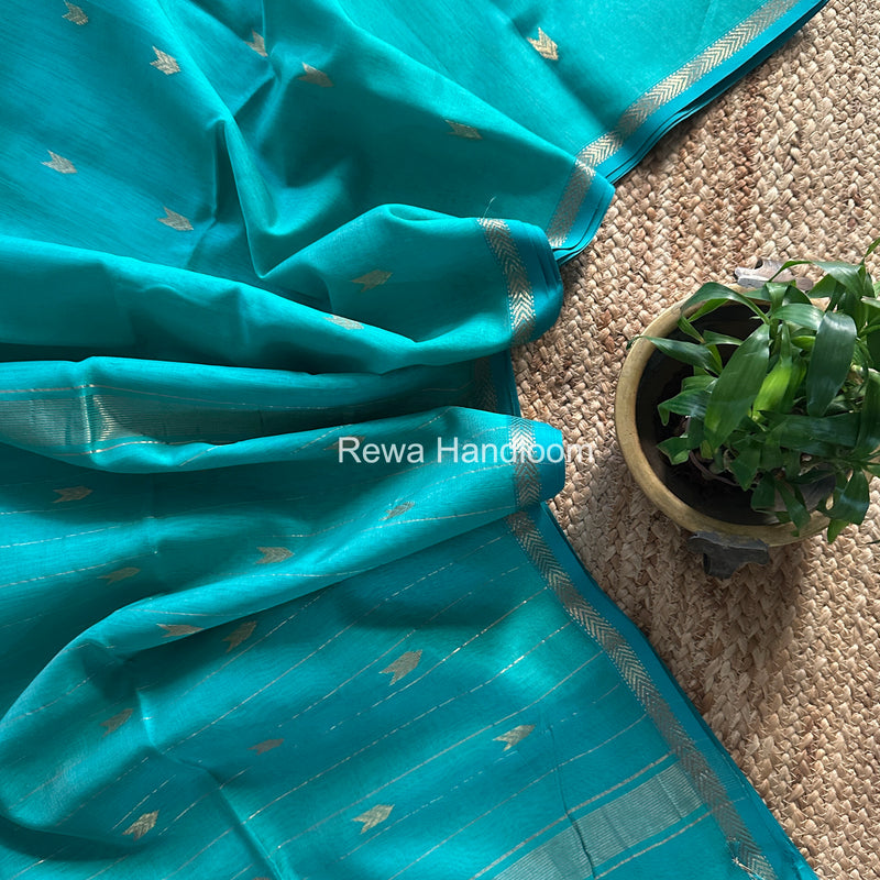 Aqua Green V Butti Maheshwari Saree VBS056