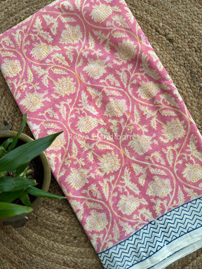 Pink Indigo Cotton Saree IND010