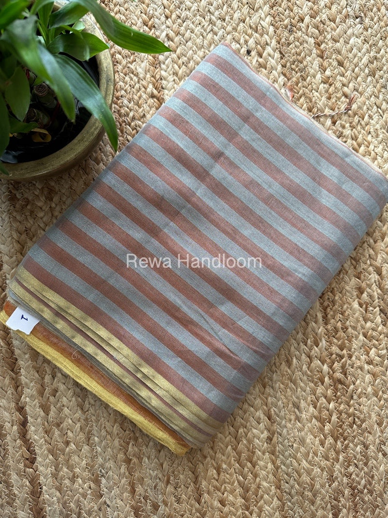 Exclusive Maheshwari Beige Tissue Silk Saree TLS08