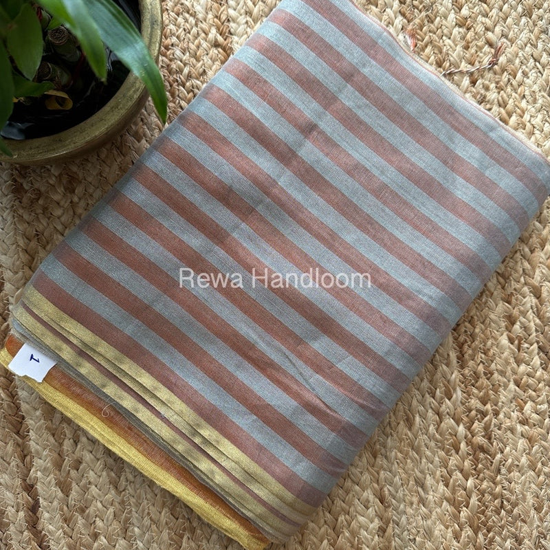 Exclusive Maheshwari Beige Tissue Silk Saree TLS08