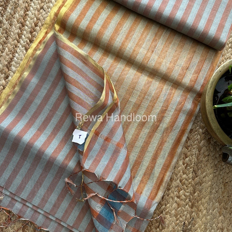 Exclusive Maheshwari Beige Tissue Silk Saree TLS08