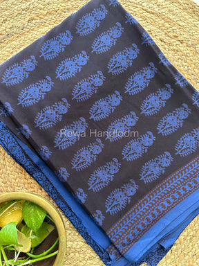 Black-Blue Bagh Print Cotton Suit-BCS84