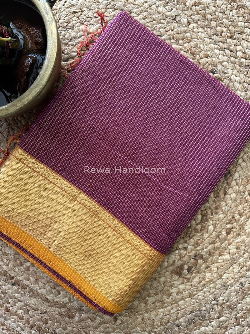 Exclusive Maheshwari Purple Tissue Silk Saree ZTS098