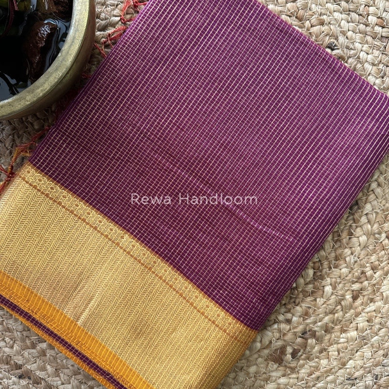 Exclusive Maheshwari Purple Tissue Silk Saree ZTS098