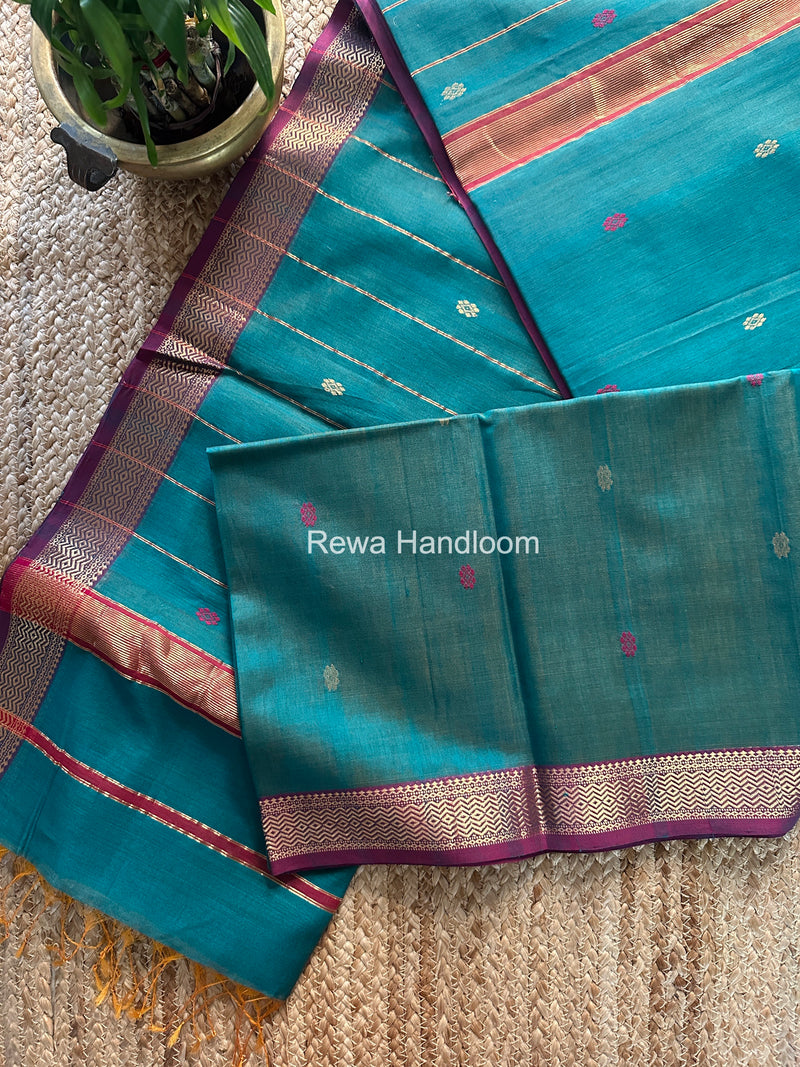 Maheshwari Aqua Green Aami Butti Saree SBT0084