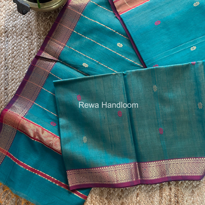 Maheshwari Aqua Green Aami Butti Saree SBT0084
