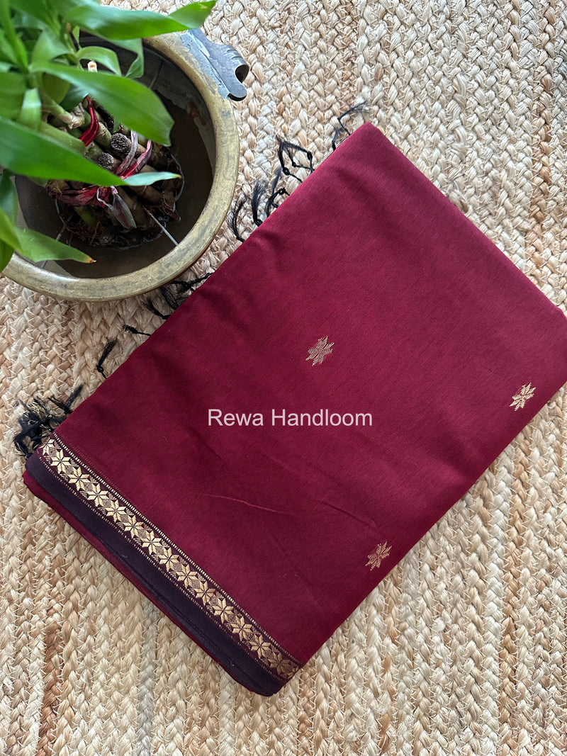 Maroon Star Butti Maheshwari Saree SSB056