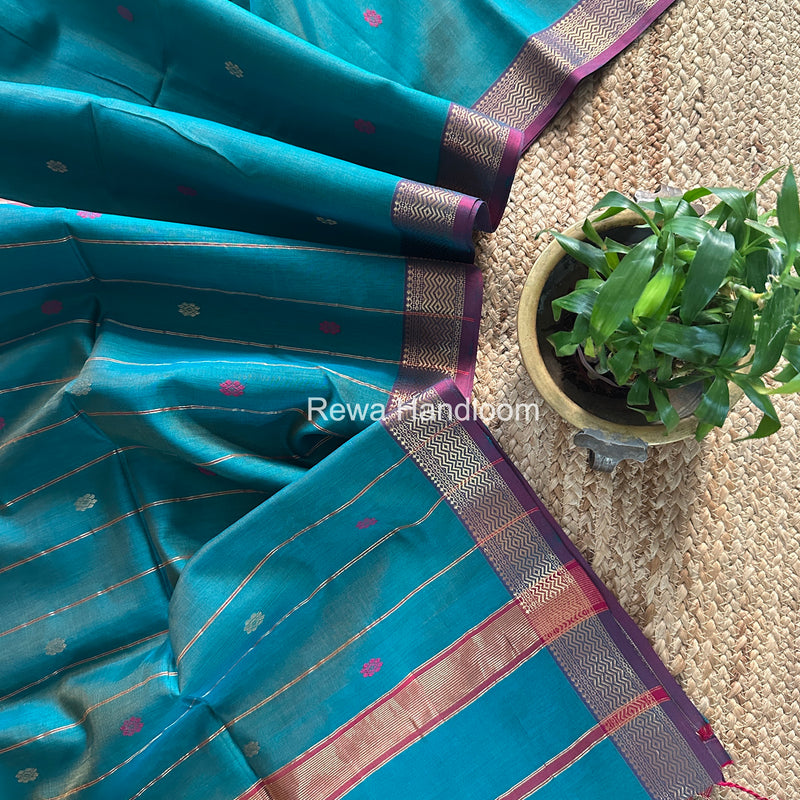 Maheshwari Aqua Green Aami Butti Saree SBT0084