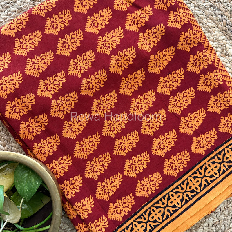 Red-Yellow Bagh Print Cotton Suit-BCS85