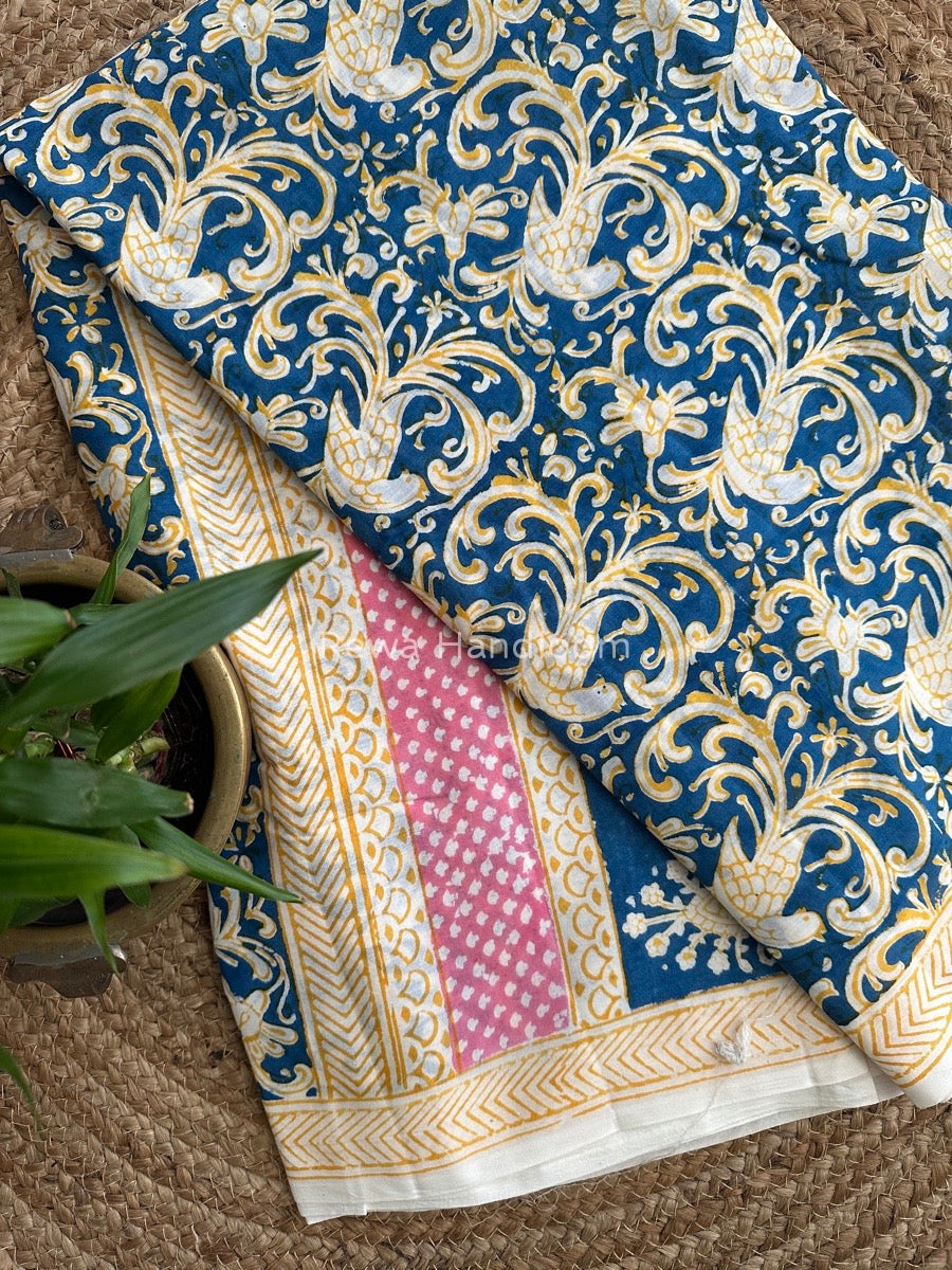  Indigo Cotton Saree