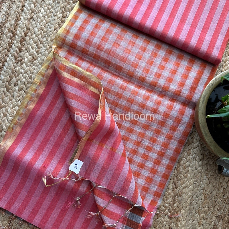 Exclusive Maheshwari Fuchsia Pink Tissue Silk Saree TLS09