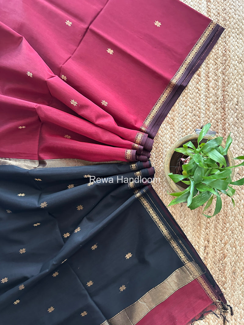 Maroon Star Butti Maheshwari Saree SSB056