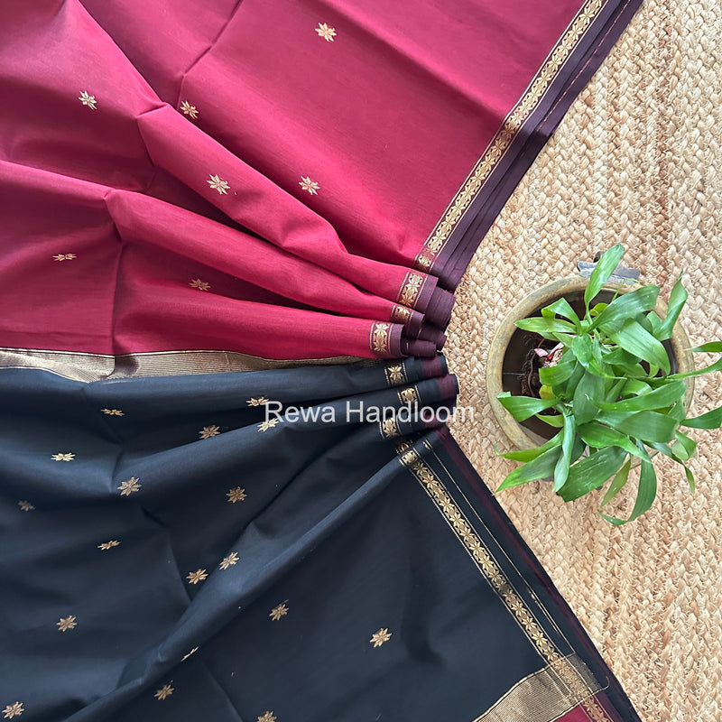 Maroon Star Butti Maheshwari Saree SSB056