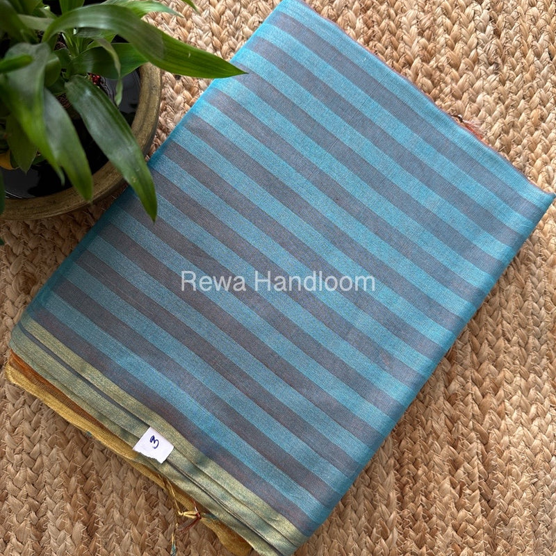 Exclusive Maheshwari Sky Blue Tissue Silk Saree TLS010