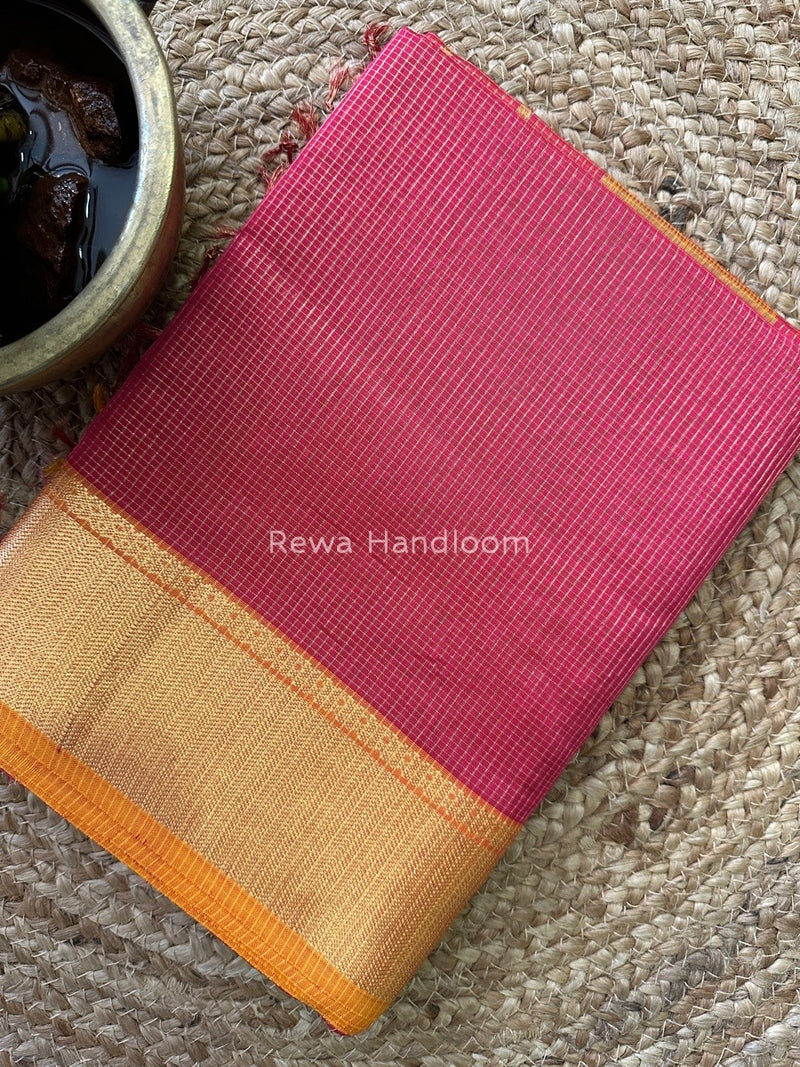 Exclusive Maheshwari Rani Pink Tissue Silk Saree ZTS097
