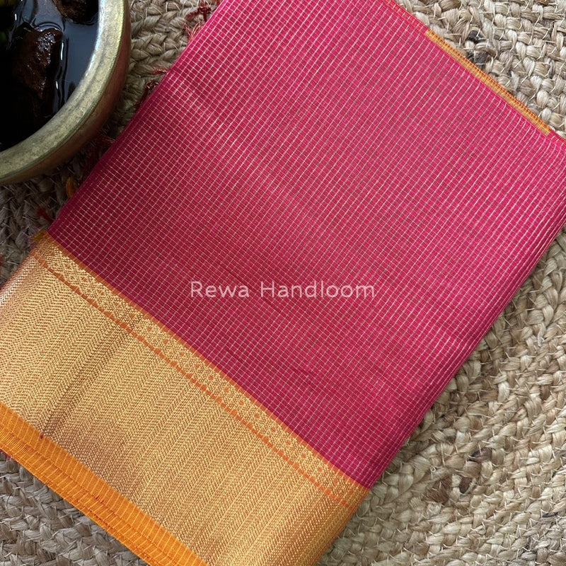 Exclusive Maheshwari Rani Pink Tissue Silk Saree ZTS097