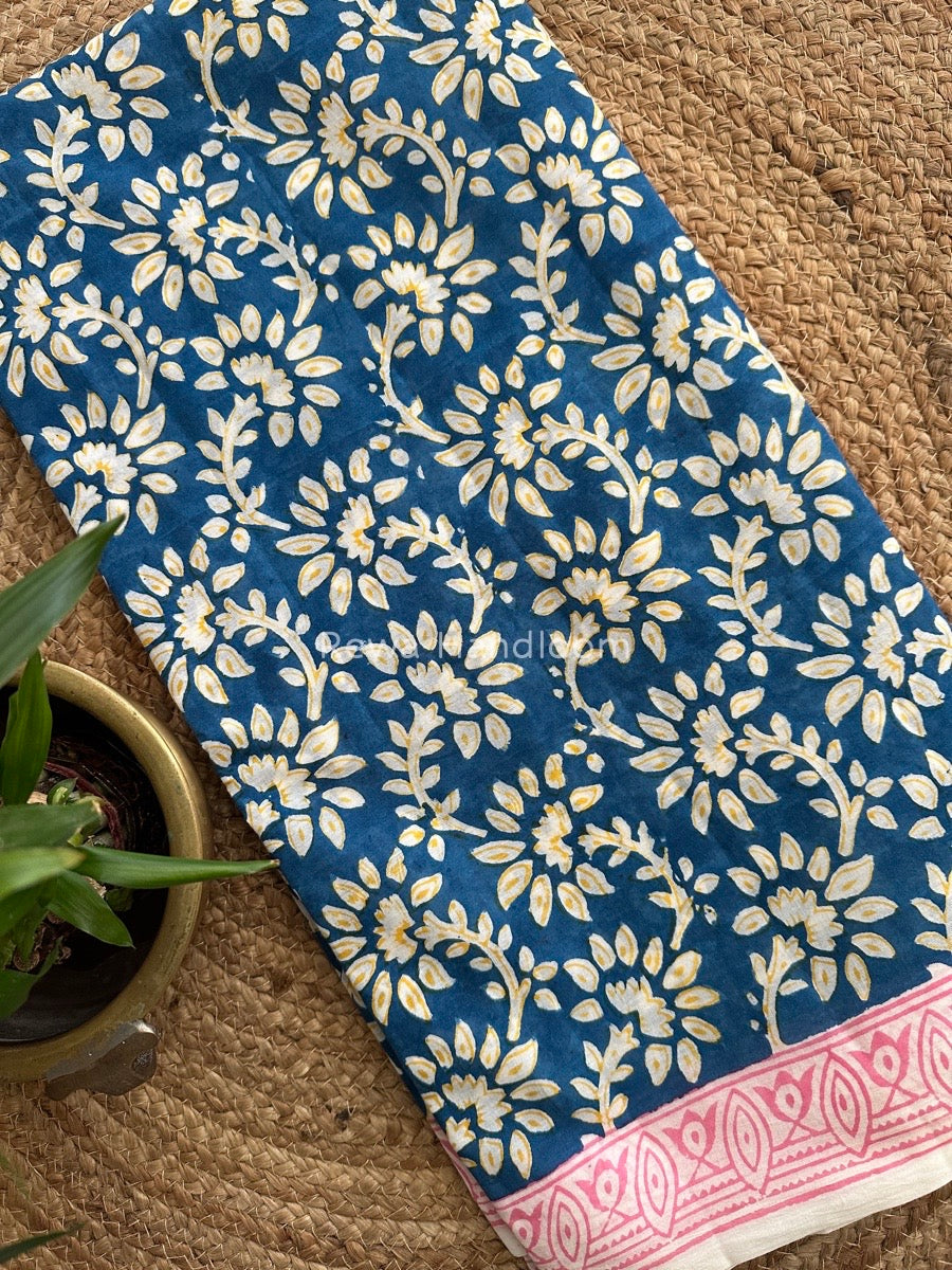Blue Indigo Cotton Saree IND024