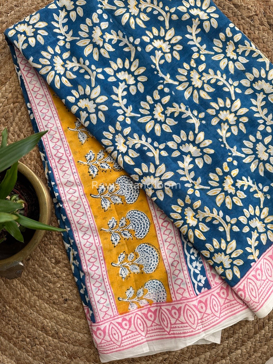  Indigo Cotton Saree