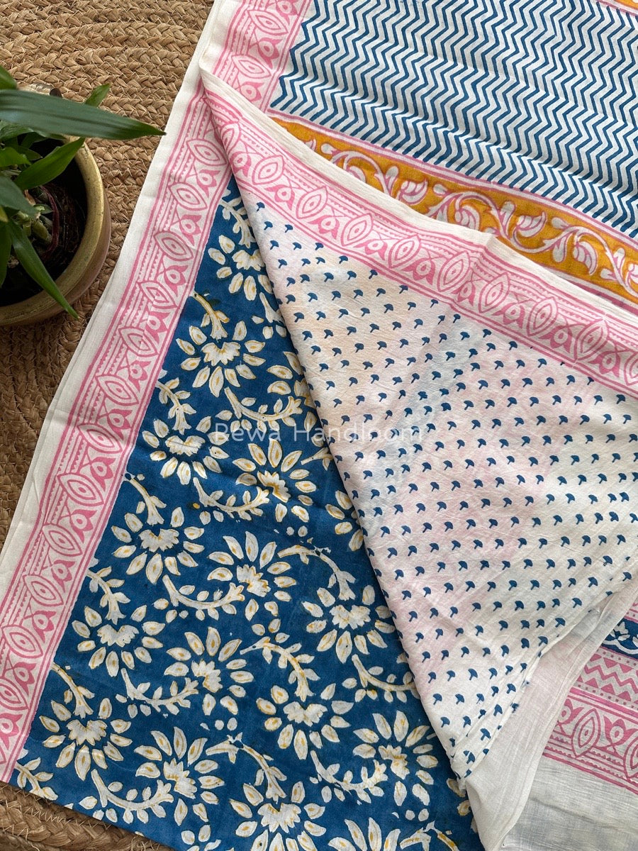 Blue Indigo Cotton Saree IND024
