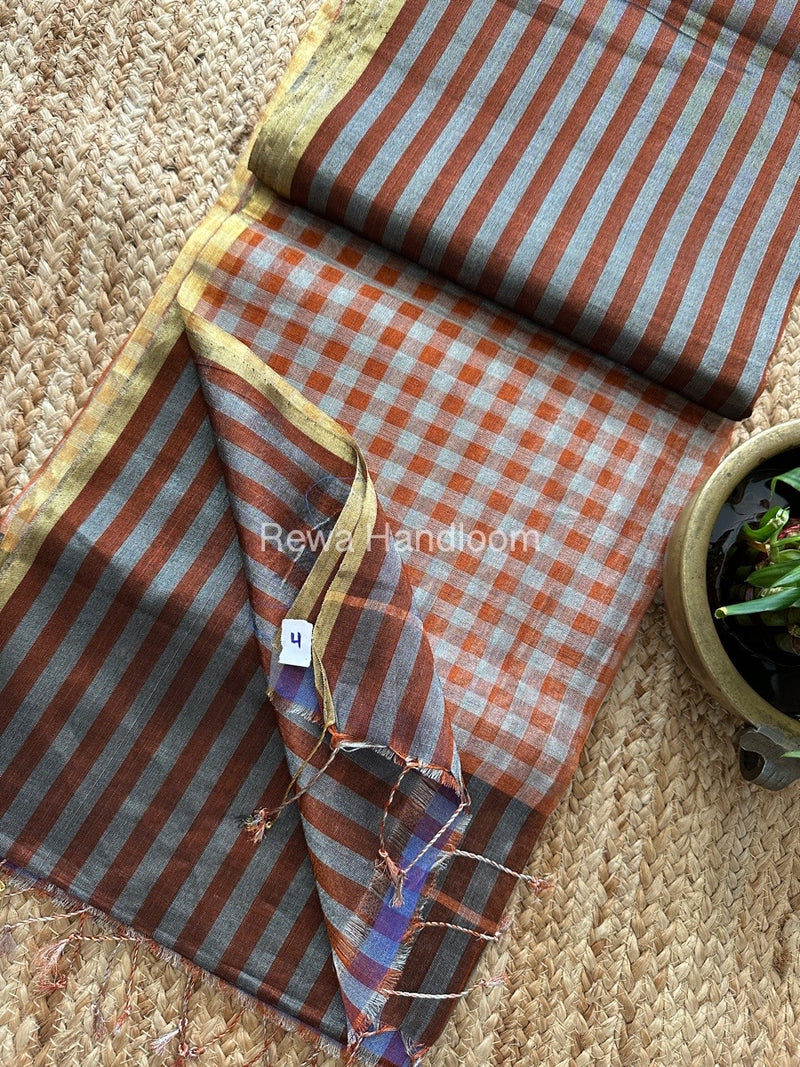 Exclusive Maheshwari Orange Tissue Silk Saree TLS011