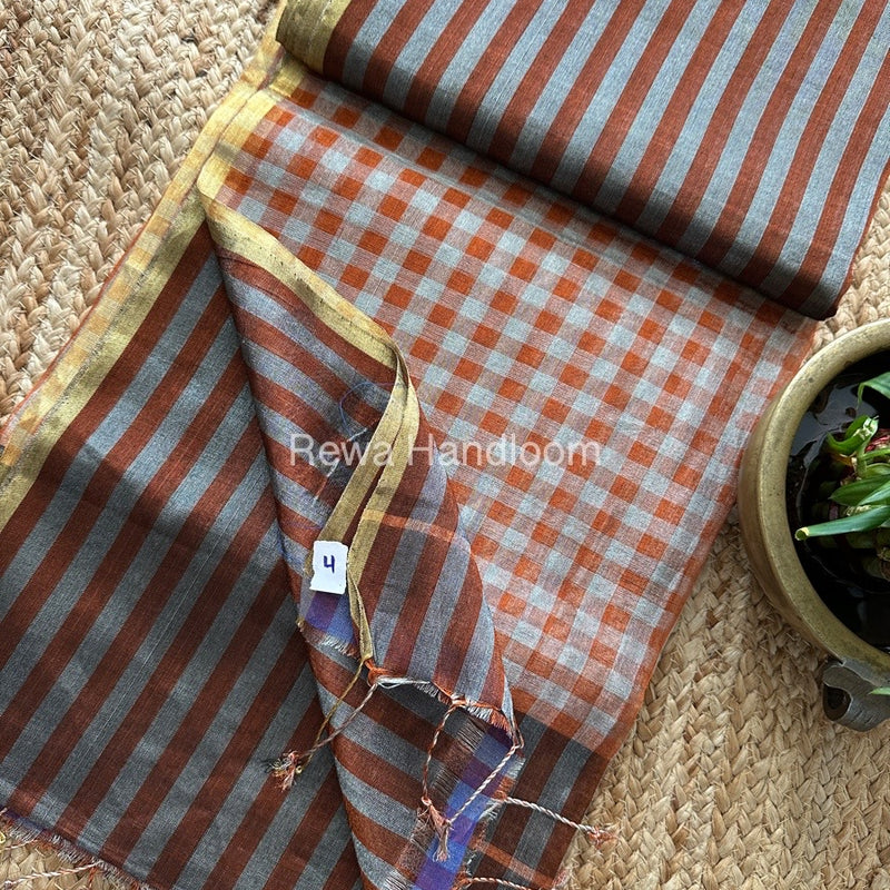 Exclusive Maheshwari Orange Tissue Silk Saree TLS011