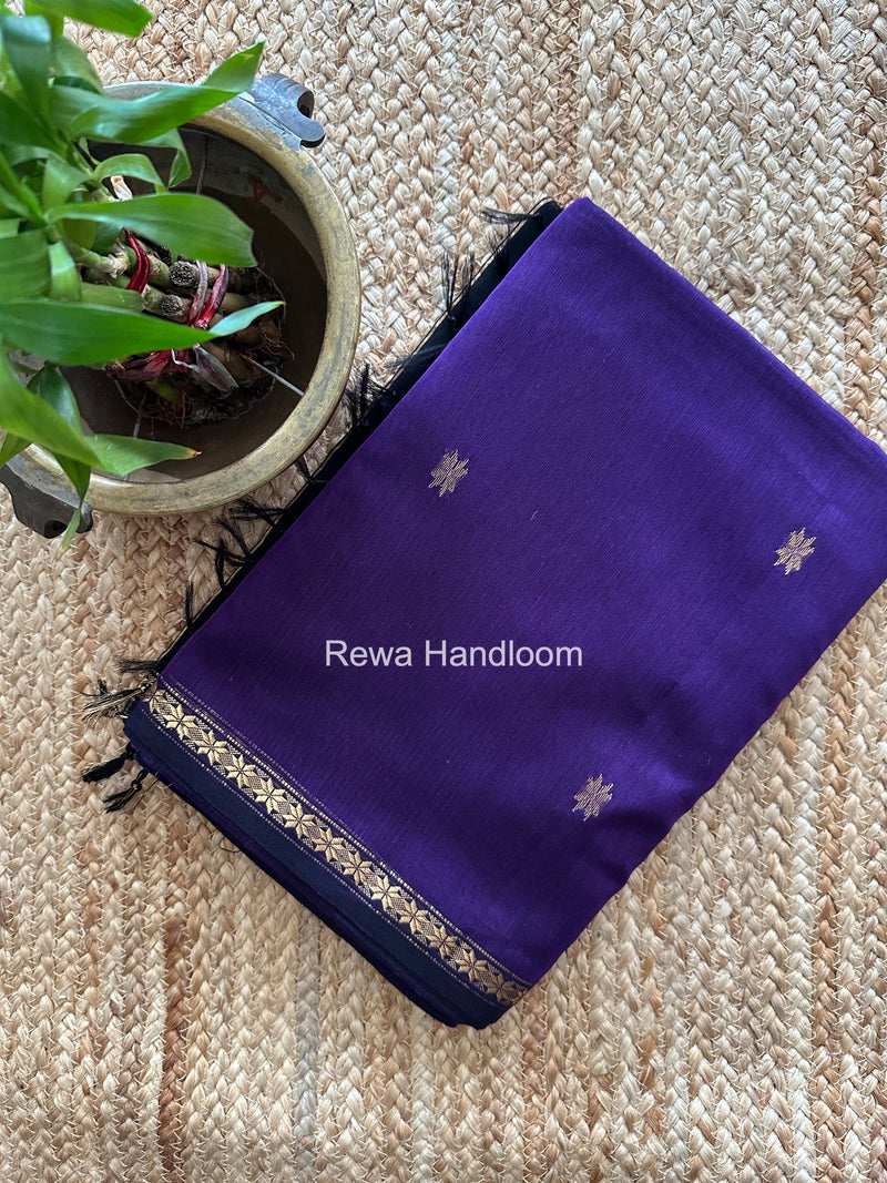 Violet Star Butti Maheshwari Saree SSB058 Rewa Handloom
