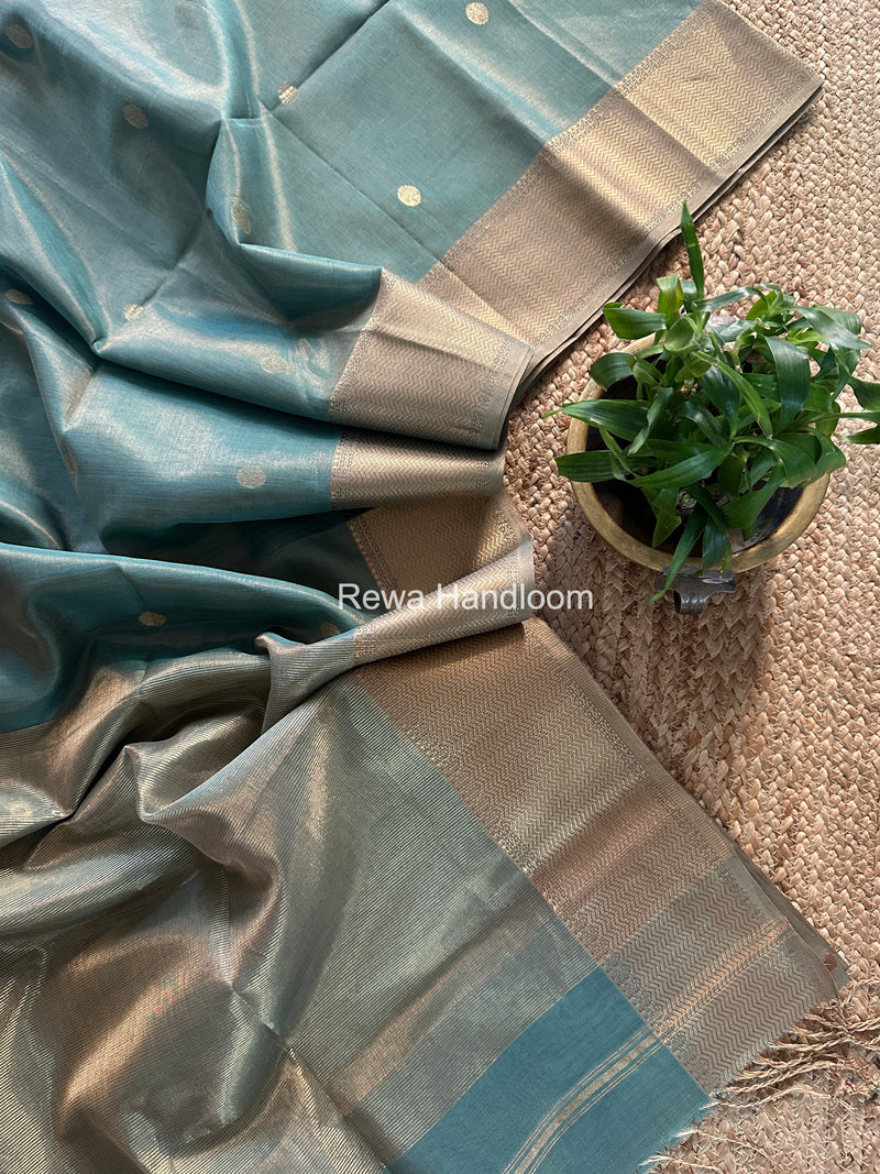Maheshwari Mint Green Tissue Butti Saree TBBS0107