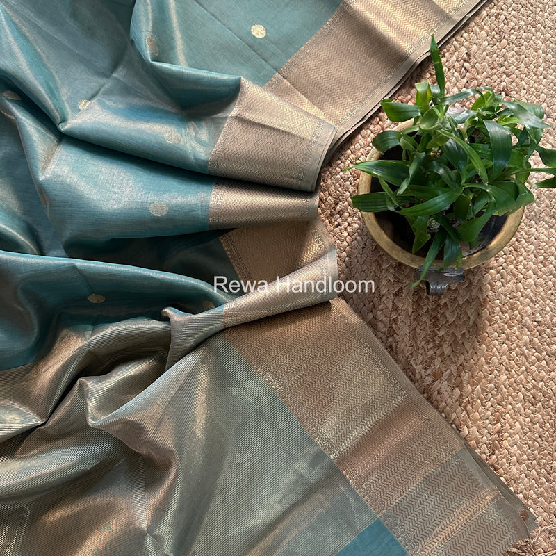 Maheshwari Mint Green Tissue Butti Saree TBBS0107