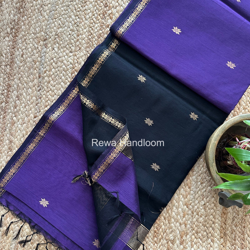 Violet Star Butti Maheshwari Saree SSB058 Rewa Handloom