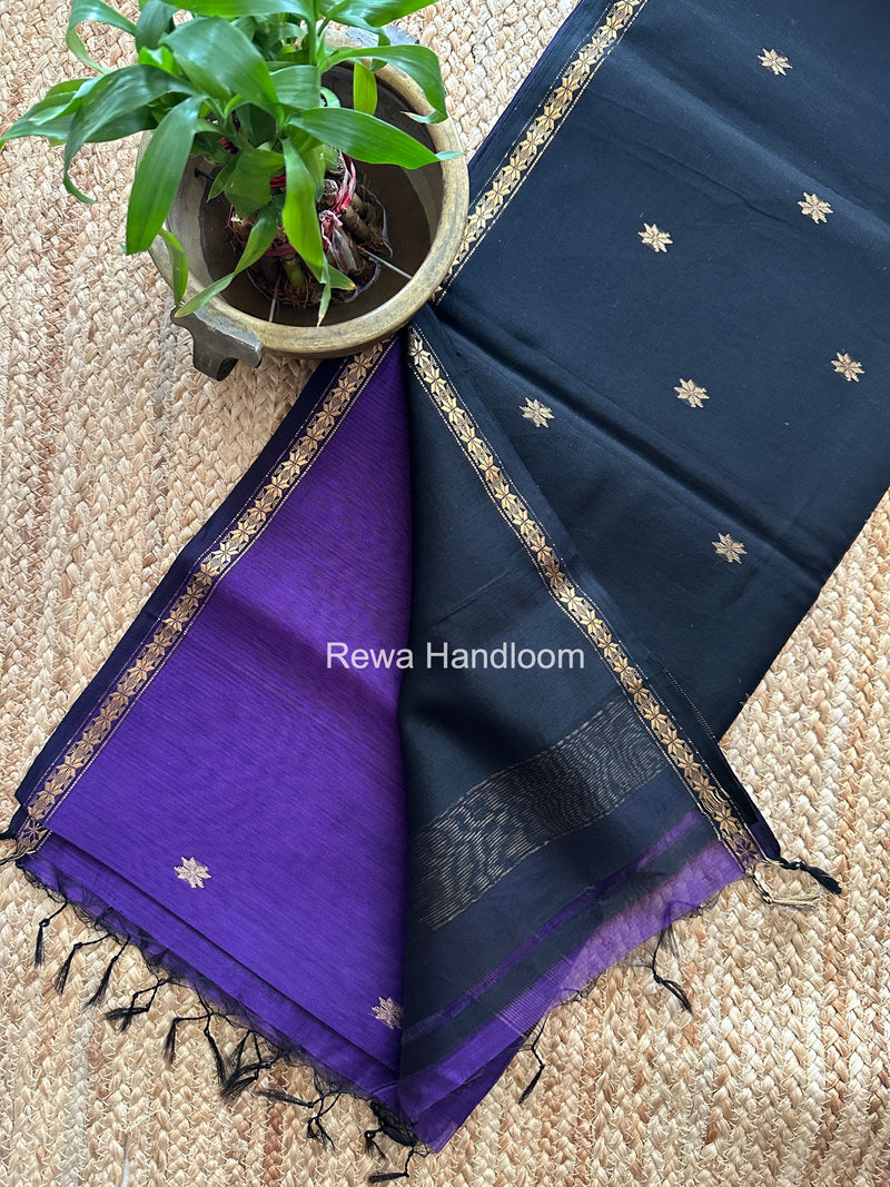 Violet Star Butti Maheshwari Saree SSB058 Rewa Handloom