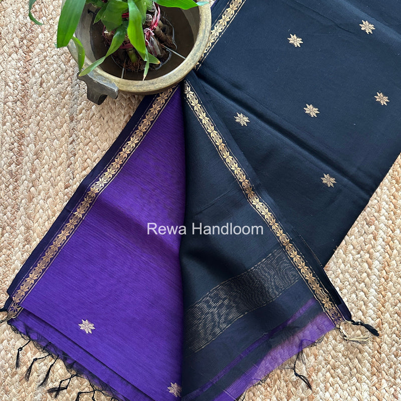 Violet Star Butti Maheshwari Saree SSB058 Rewa Handloom