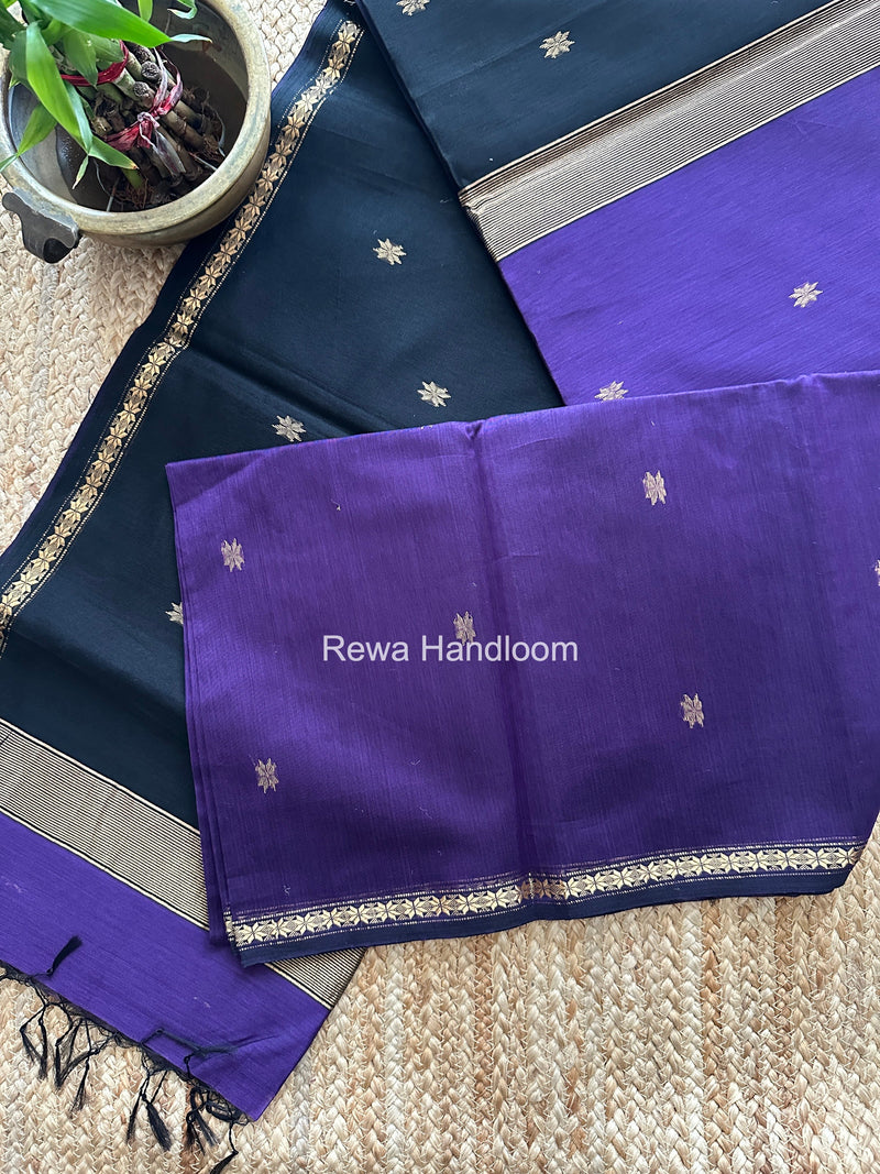 Violet Star Butti Maheshwari Saree SSB058 Rewa Handloom