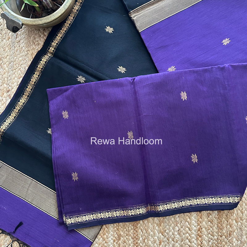 Violet Star Butti Maheshwari Saree SSB058 Rewa Handloom