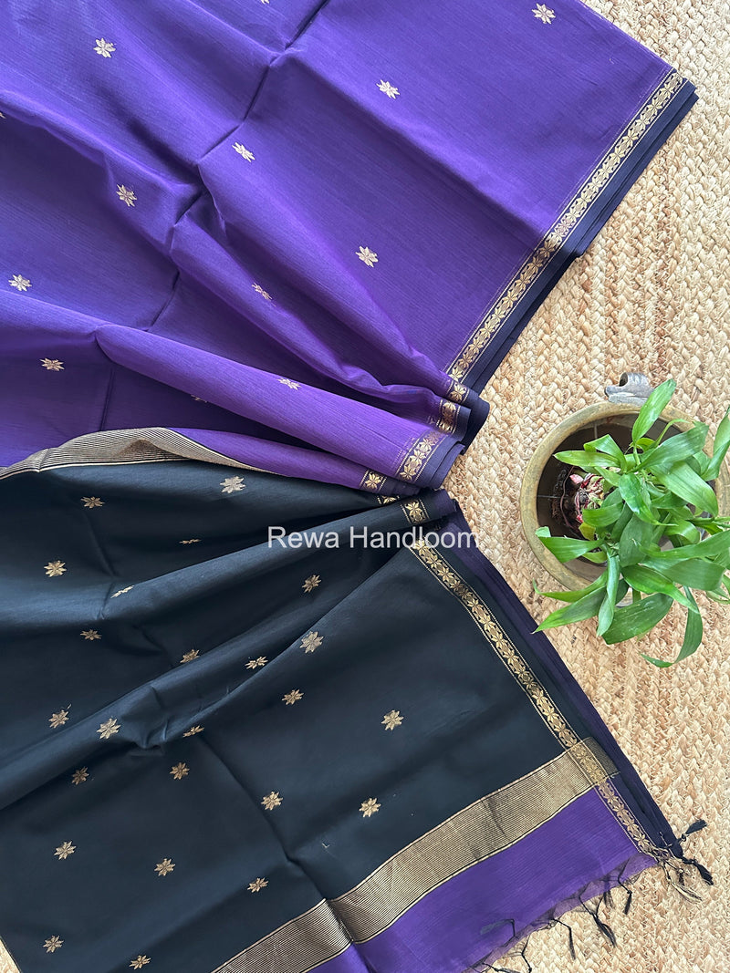 Violet Star Butti Maheshwari Saree SSB058 Rewa Handloom