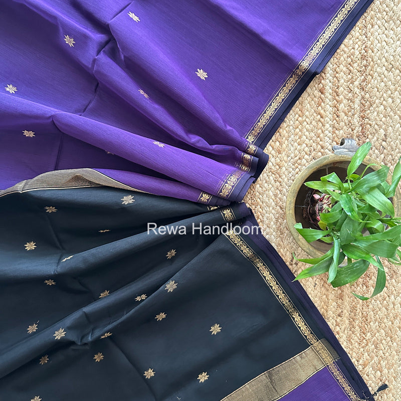 Violet Star Butti Maheshwari Saree SSB058 Rewa Handloom