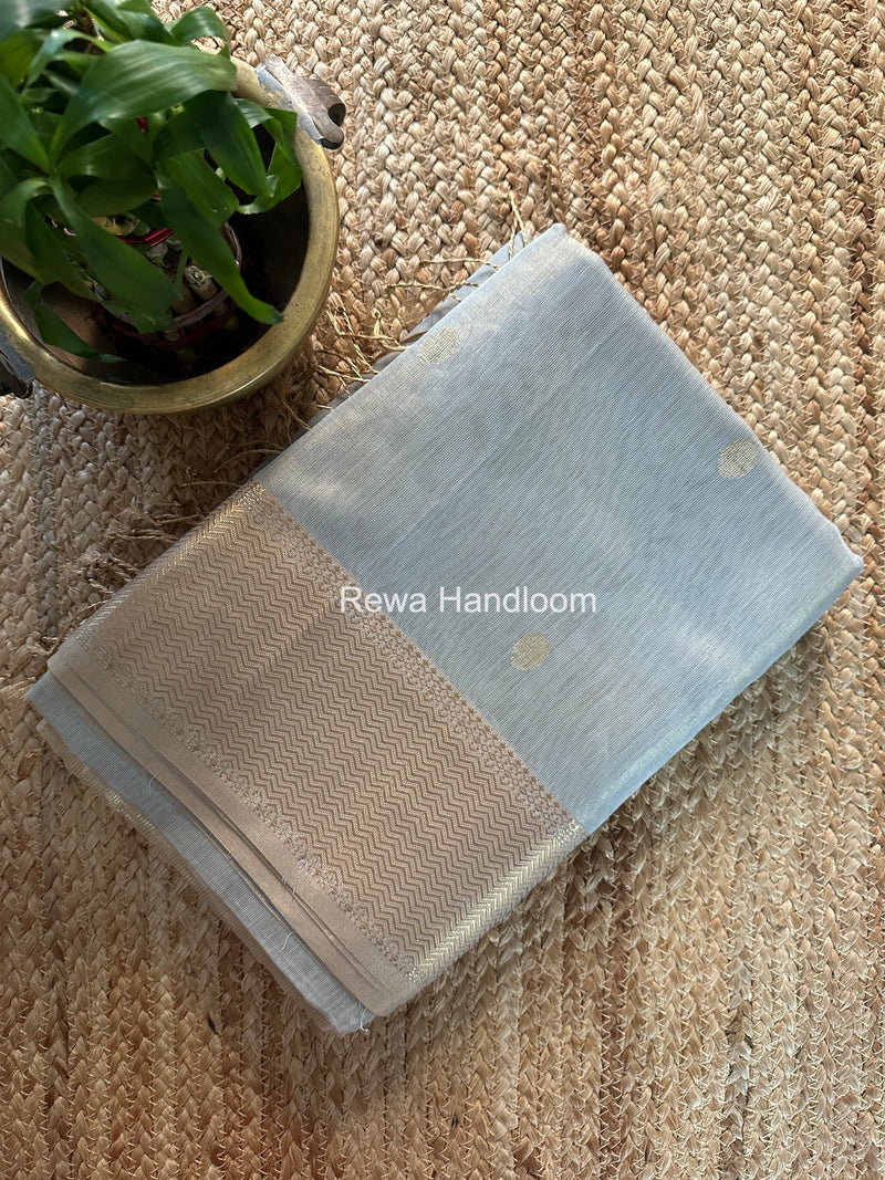 Maheshwari Grey Tissue Butti Saree TBBS0109