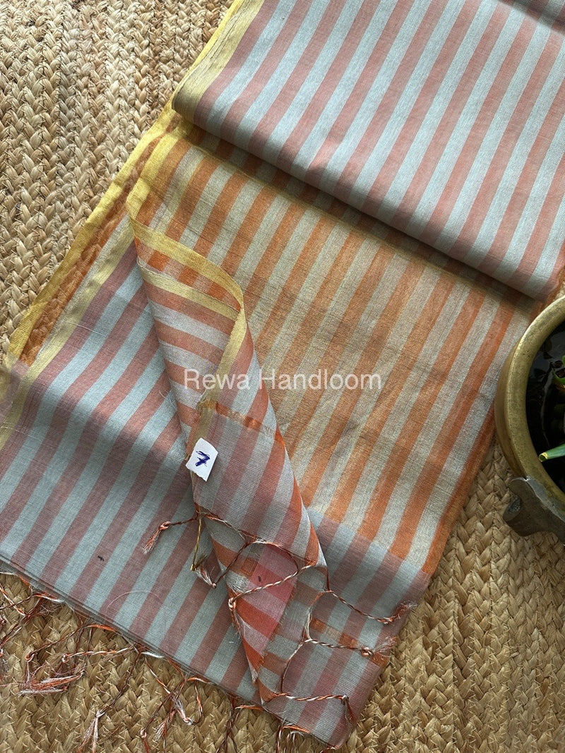 Exclusive Maheshwari Grey Tissue Silk Saree TLS012