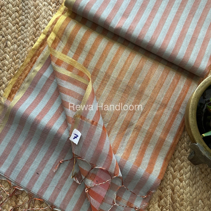 Exclusive Maheshwari Grey Tissue Silk Saree TLS012