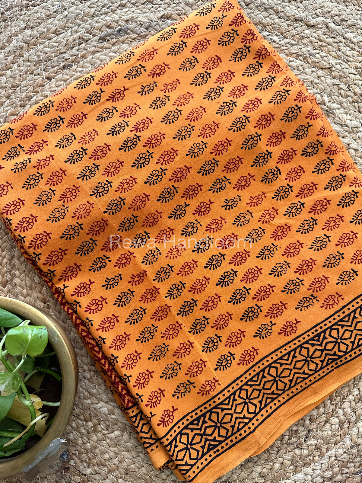 Orange-Maroon Bagh Print Cotton Suit-BCS79