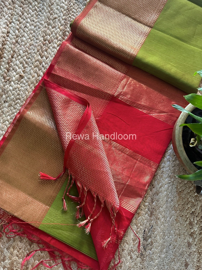 Maheshwari Zari Border Plain Saree