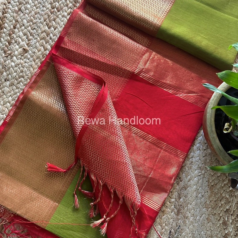 Maheshwari Zari Border Plain Saree