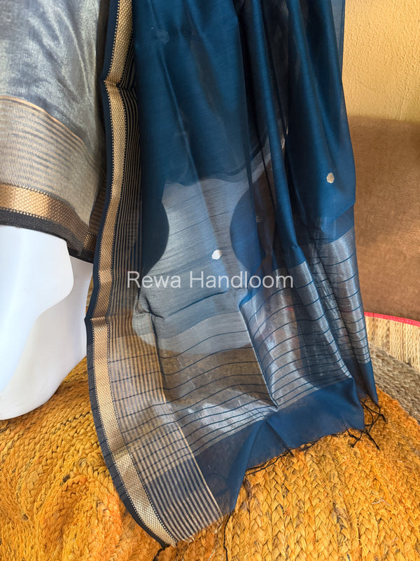 Maheshwari Teal Blue Tissue Top Dupatta Sets TBTS105