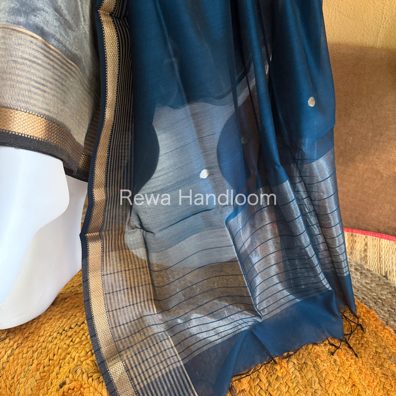 Maheshwari Teal Blue Tissue Top Dupatta Sets TBTS105