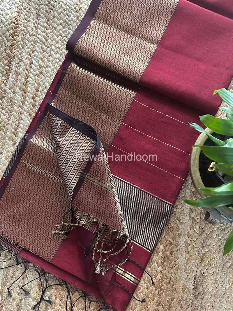 Maheshwari Zari Border Plain Saree
