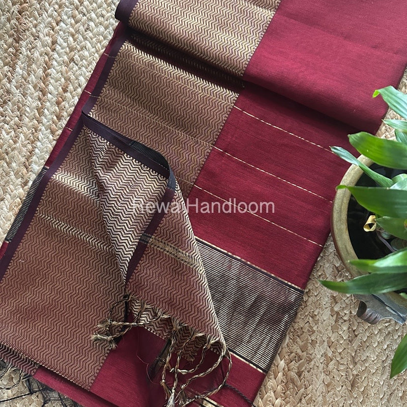 Maheshwari Zari Border Plain Saree