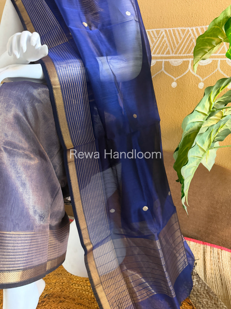 Maheshwari Blue Tissue Top Dupatta Sets TBTS103